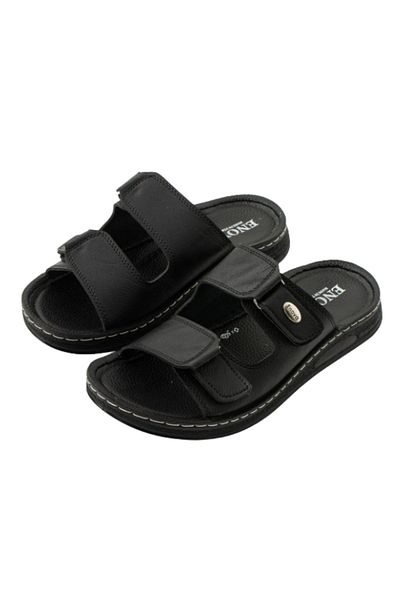 Benittokids Enova Men's Artificial Leather Orthopedic Sole Double Velcro Adjustable Stitched Stylish Inside-Out Slippers Bnt