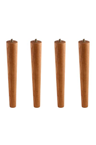 Badem10 Wooden Set of 4 Natural Brown Painted Table and Coffee Table Leg Decorative Bohemian Model Furniture Spare Part