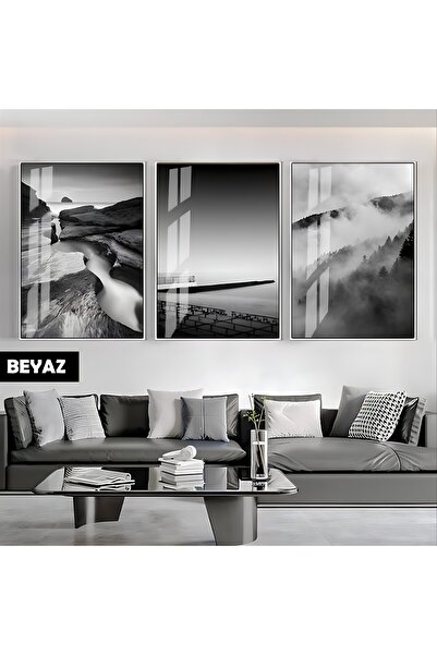 Harika bir ev HARİKABİREV|SİYAH&BEYAZ SET SİSLİ ORMAN-KAYALIK KOMBİNİ|ÇERÇEVE...