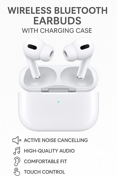 TSUMAB Wireless Bluetooth Earbuds with Charging Case – Active Noise Cancelling