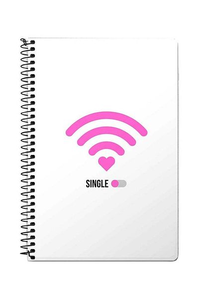 Stylizedd Wifi Single Girl A5 Spiral Notebook White/Pink