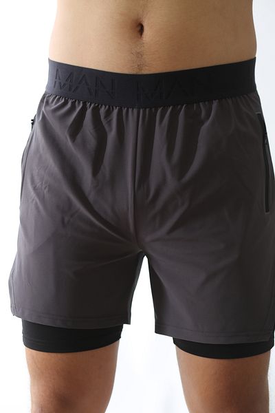 man of man man man of man Man of Man Men's Written Lined Anthracite Shorts