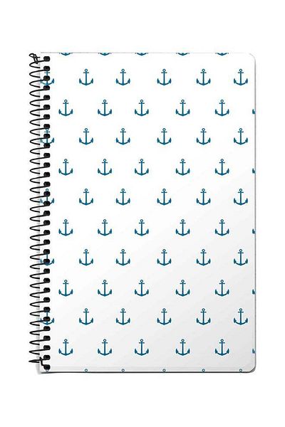 Stylizedd Anchor Blue A5 Spiral Notebook White