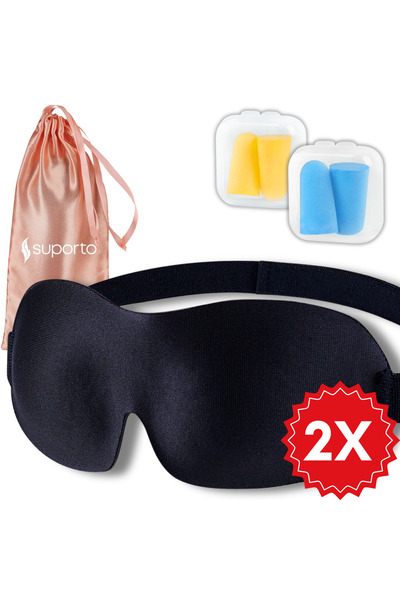 Suporto Set of 2 sleeping mask, 3D design without pressure on the eyes, adjustable, Pearl Pink cover