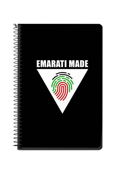 Stylizedd A5 Emarati Made Triangle Printed Spiral Bound Notebook Black/White/Red