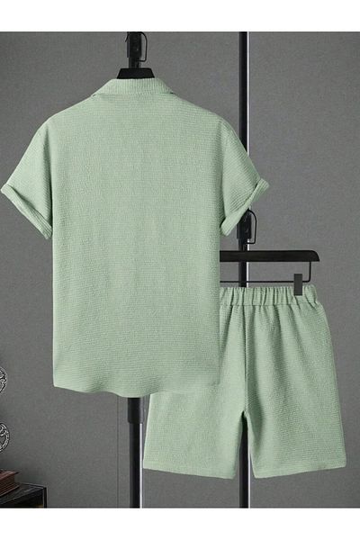 YNGMENCLASS Soft Textured Anti-Sweat Printed Shirt Shorts Set