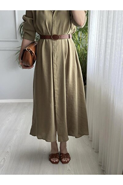 Lavanta Tekstil Belted Shirt Dress