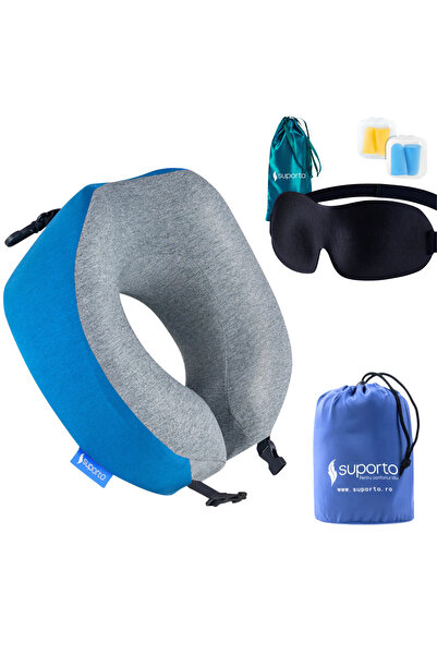Suporto Set perne de călătorie. Pernă de călătorie din spumă cu memorie albas...