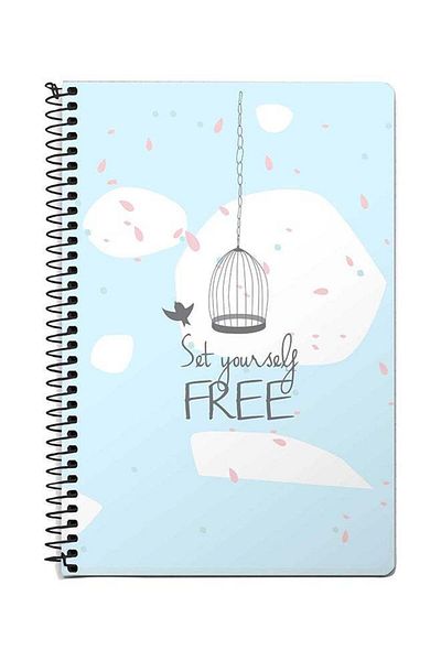 Stylizedd Set Yourself Free A5 Spiral Notebook Blue/White