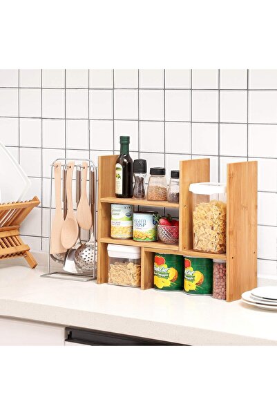 OEM SONGMICS Modular Organizer with 3 Adjustable Storage Shapes, Bamboo, 65x15x40 cm, Brown