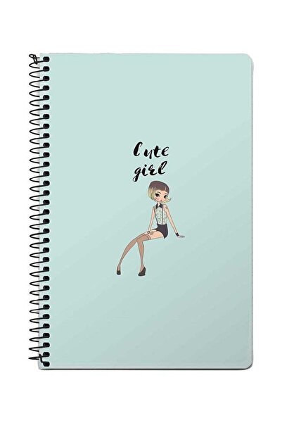 Stylizedd دفتر ملاحظات حلزوني A5 "فتاة خجولة لطيفة" أزرق/أسود