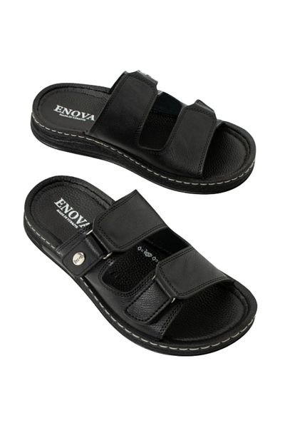 Benittokids Enova Men's Artificial Leather Orthopedic Sole Double Velcro Adjustable Stitched Stylish Inside-Out Slippers Bnt
