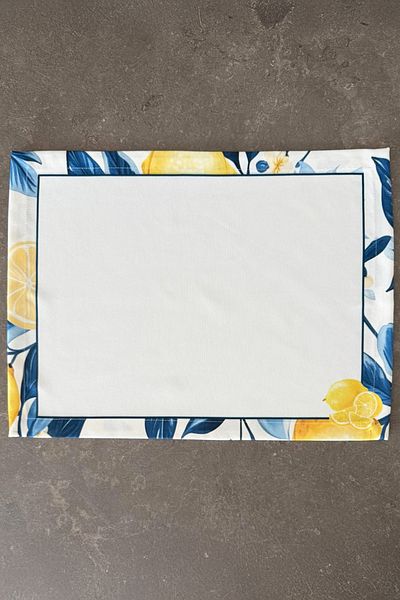 ASDİVA Solim Mediterranean Inspired Lemon Pattern 1 Piece American Service – Yellow/Blue/White – 45X35 cm