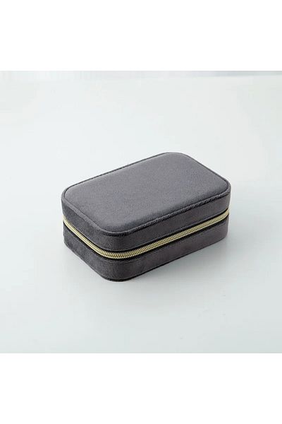Arzu Güzel Cosmetics Velvet Covered Travel Type Multi Compartment Jewelry Organizer Box