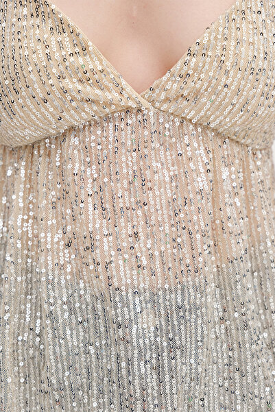 Addax Askılı Payetli Bluz A17479