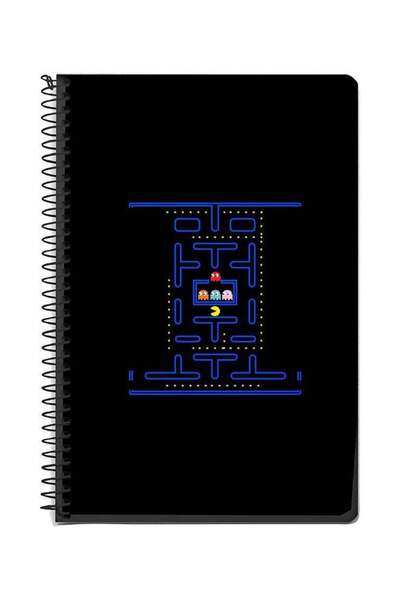 Stylizedd دفتر ملاحظات حلزوني Pacman A5 أسود/أزرق