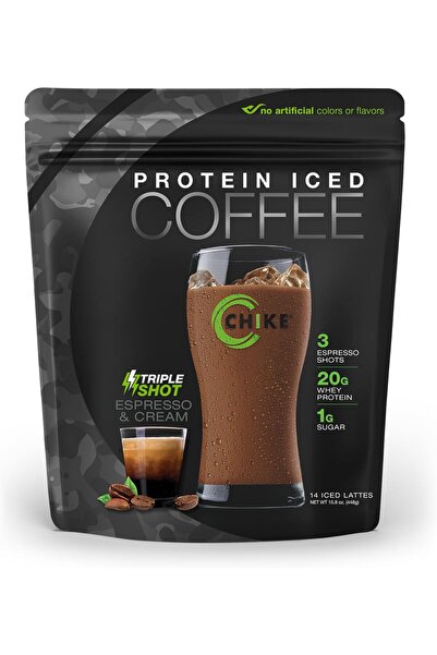 CHIKE التغذية البروتين القهوة المثلجة 448 غرام اسبريسو وكريمة