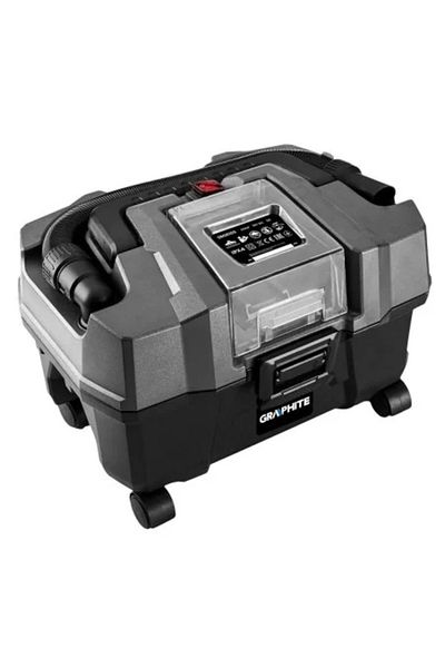 graphite Workshop Vacuum Cleaner, Wet-Dry, 18V Li-ion (Battery Not Included), Blowing Function, with Accessor