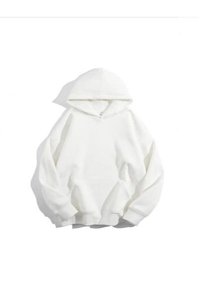 Ferhatlı Unisex Basic Hooded Unprinted Plain Oversize Wide 3 Thread Hoodie Sweatshirt