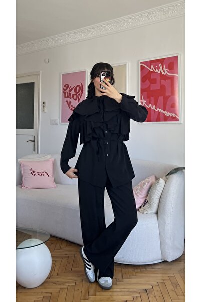 Moda İkra Modal Double Suit with Ruffle Kuaşklı