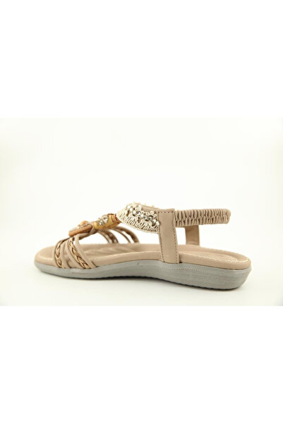 Guja 25Y146 Women's Beige Cream Stone Beaded Thick Thin Sole Orthopedic Sports Summer Daily Sports Sandals