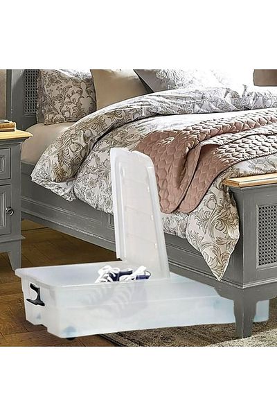 divendi-ro Storage box, plastic, with lid, capacity 32L, transparent