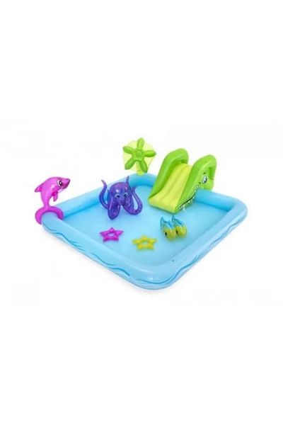 BESTWAY Inflatable Play Pool for Kids with Slide, 239 x 206 x 86 cm, Fantastic Aquarium