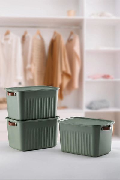 Mutfak Köşesi Boxify 20 Lt 3 Pieces Multi-Purpose Organizer Box with Lid, Decorative Storage Box, Organizer