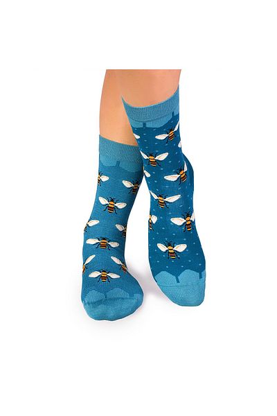 Pirin Hill Sosete bambus FINE BAMBOO Bees - Turquoise