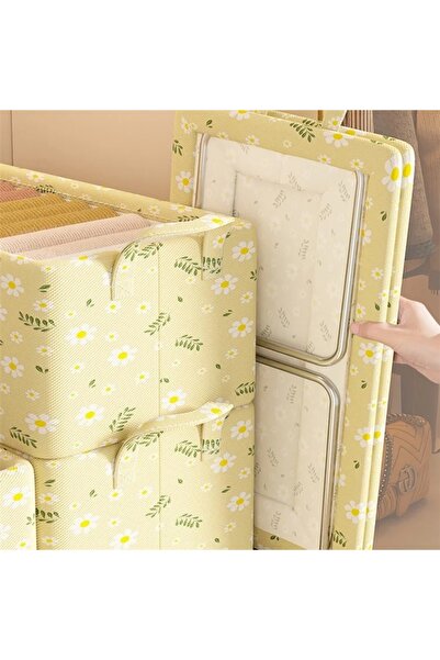 divendi-ro Clothes storage box, open, foldable, with handle, canvas, 47x20x28 cm, yellow