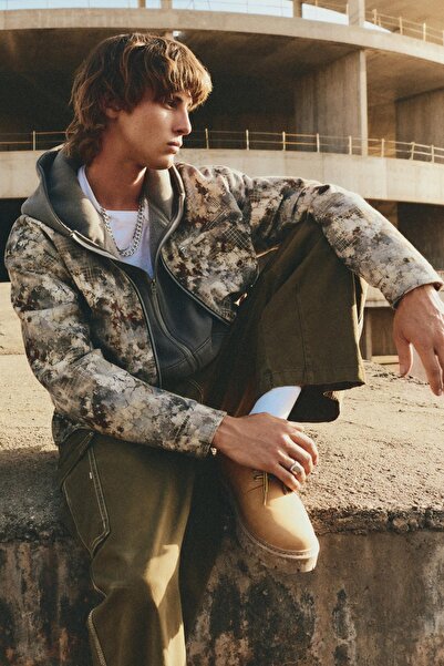 Pull & Bear Kamuflaj desenli ceket