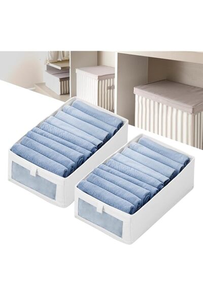 Generic منظم ملابس خزانة الملابس، صندوق تخزين جينز مكون من قطعتين، منظم أدراج...