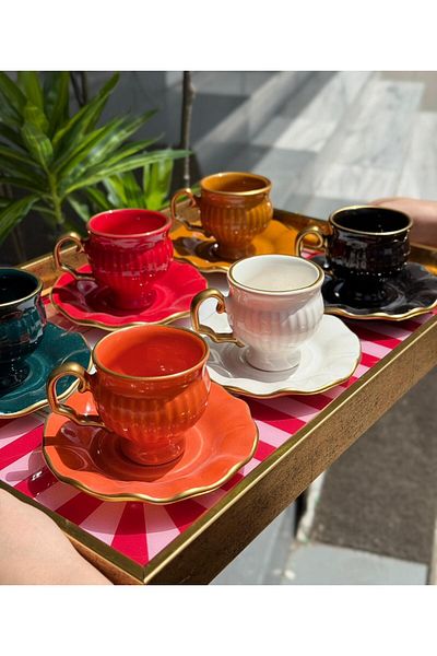 Onedekor Set of 6 Royal Kruvas Coffee Cups Colorful