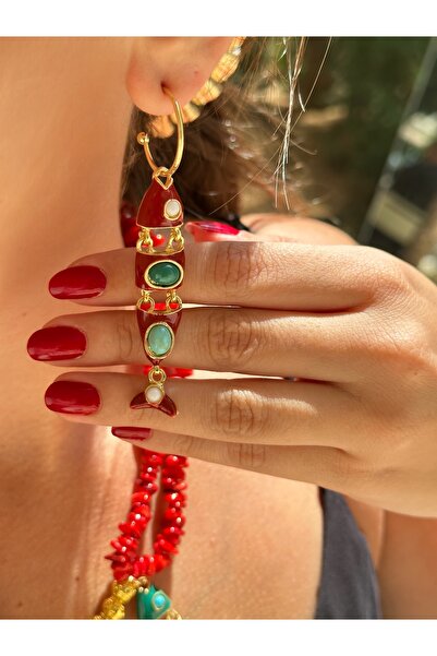 Bo Takı ve Aksesuar Balık bordo renk sallantılı küpe