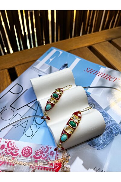 Bo Takı ve Aksesuar Balık bordo renk sallantılı küpe