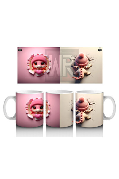 Luluyen دمى دببة مع قبعة على خلفية وردية – كوب قهوة مطبوع