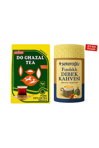 Do Ghazal Tea Black Ceylon Tea 400 Gr + Şekeroğlu Hazelnut Dibek Coffee 200 Gr – Set of 2