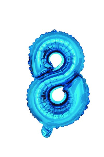 SDX Market Balon folie metalizată albastră, Mirific Party, numărul 8, 40 cm