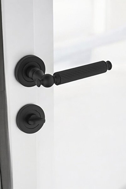 evnepa Kapı Kolu Rustik Kapı Kolu Siyah WC Rozetli