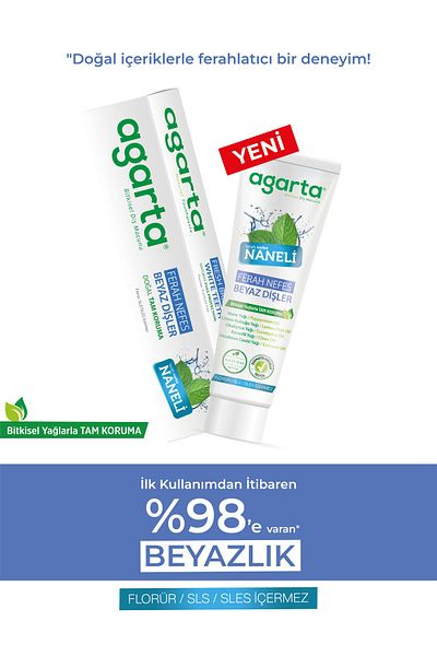 Agarta 3 Pieces Natural Intense Mint Fluoride-Free Fresh Breath Toothpaste 100 ml