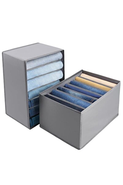 Generic منظم خزانة الملابس لتخزين الجينز - قطعتان كبيرتان من 7 شبكات قابلة لل...