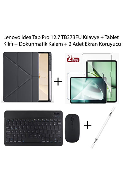 Yesnıce Lenovo Idea Tab Pro 12.7 TB373FU Uyumlu Standlı Kılıf Ve Dokunmatik Kalem Ve Klavye ve Mouse