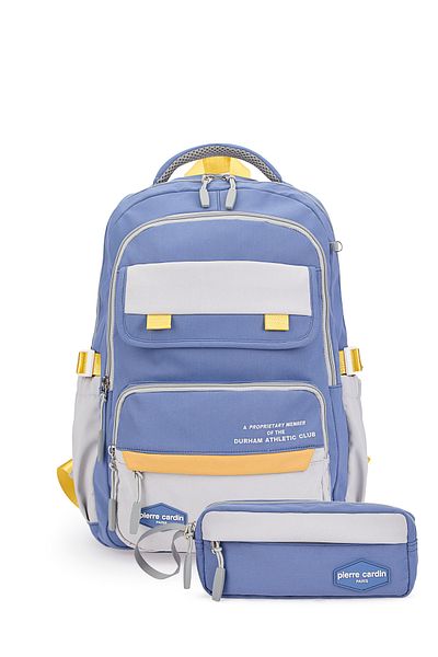 Pierre Cardin 185-1000 School Bag with Pen Holder Waterproof Multi-Compartment Blue