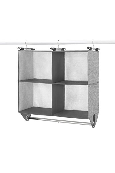 Generic منظم خزانة من القماش من ويتمور، مكون من أربعة أقسام، مع قضيب ملابس مد...