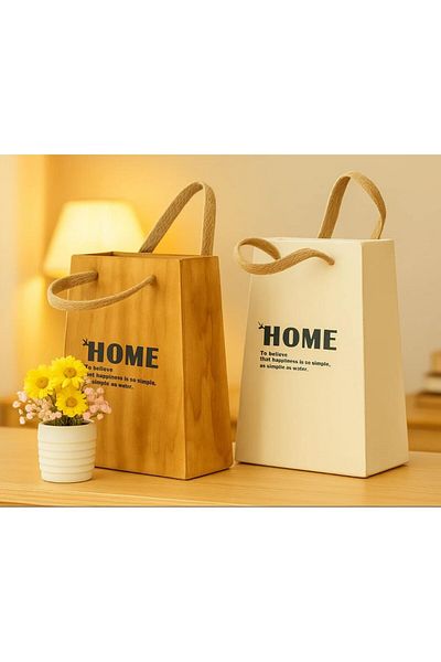 genric FFD Wooden Flower Pot with Rope Handles - Decorative Plant Holder for Home & Office Set of 2