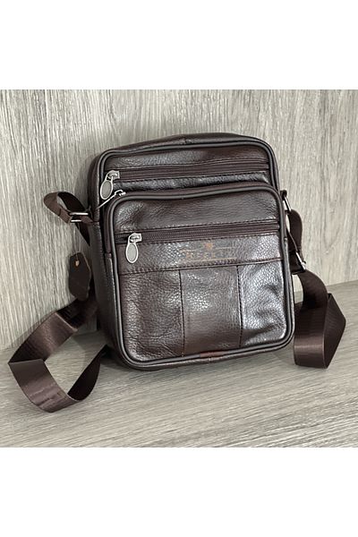 Micutz Classic Men's Shoulder Bag Made of Genuine Cowhide Leather, Micutz, Brown, 19x22x6 cm