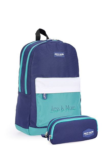 Pierre Cardin 1005-3006 School Bag with Pen Holder Waterproof Multi-Compartment Blue