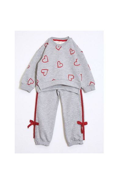 OZZY KİDS Girl's Heart Patterned Suit