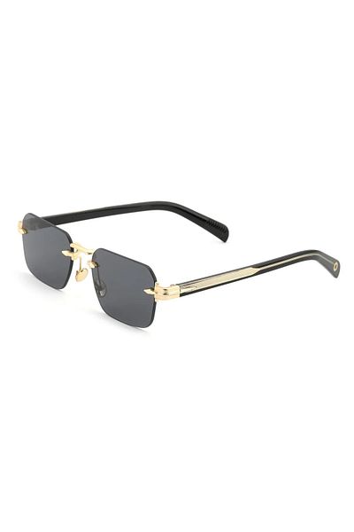 TomyHelf Rectangular Design Gold Frame Black Glass Eşref Single Eyeglasses