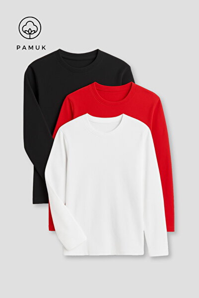 HK HOPKİDS Set de 3 pentru fete și băieți basic simplu de tranziție cu mânecă...